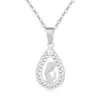 Stainless Steel Jewelry Necklace, Teardrop, plated, fashion jewelry & for woman & with rhinestone, more colors for choice, 500x27x17mm, Sold By PC