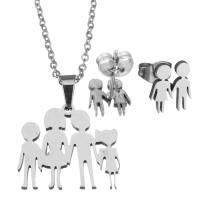 Fashion Stainless Steel Jewelry Sets, Stud Earring & necklace, plated, fashion jewelry & for woman, 19.5x17mm,1.5mm,8x10mm, Length:17 Inch, Sold By Set
