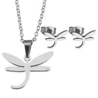 Fashion Stainless Steel Jewelry Sets, Stud Earring & necklace, plated, fashion jewelry & for woman, 20x15mm,1.5mm,10x7.5mm, Length:17 Inch, Sold By Set