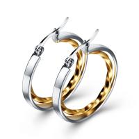 Stainless Steel Hoop Earring, Round, plated, hypo allergic & for woman, golden, 28*3.5*4.3mm, Sold By Pair