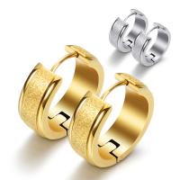 Stainless Steel Huggie Hoop Earring, Round, plated, for woman, more colors for choice, 16*7*3mm, Sold By Pair