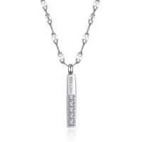 Titanium Steel Necklace Rectangle plated for woman & with rhinestone 500 13*3mm Sold By Strand