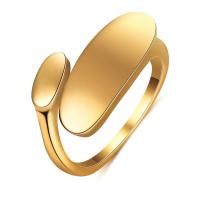 Titanium Staal Open Finger Ring, plated, uniseks & verschillende grootte voor keus, gouden, 19*8,8*4mm, Gat:Ca 12.24mm, Verkocht door PC