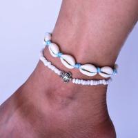 Tibetan Style Anklet, with Shell, fashion jewelry, white, Sold By Set