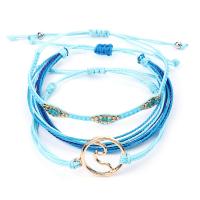 Fashion Create Wax Cord Bracelets fashion jewelry mixed colors 15+5CM Sold By Set