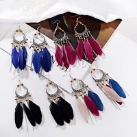 Mode Feather Earring, Zinc Alloy, mode sieraden, meer kleuren voor de keuze, Verkocht door pair