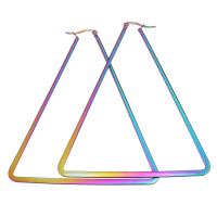 Stainless Steel Hoop Earring, Triangle, plated, fashion jewelry & for woman, 70x79mm, Sold By Pair