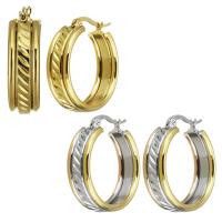 Stainless Steel Hoop Earring, plated, fashion jewelry & for woman, more colors for choice, 8x27mm, Sold By Pair