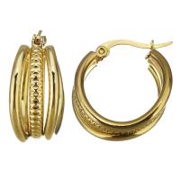 Stainless Steel Hoop Earring, plated, fashion jewelry & for woman, gold, 9x22mm, Sold By Pair