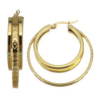 Stainless Steel Hoop Earring, plated, fashion jewelry & for woman, gold, 7.50x41mm, Sold By Pair