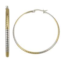 Stainless Steel Hoop Earring, plated, fashion jewelry & for woman, gold, 3x50mm, Sold By Pair
