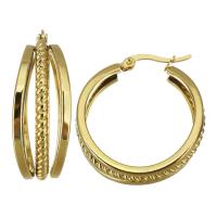 Stainless Steel Hoop Earring plated fashion jewelry & for woman gold Sold By Pair