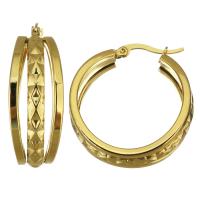 Stainless Steel Hoop Earring, plated, fashion jewelry & for woman, gold, 11x32mm, Sold By Pair