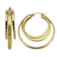 Stainless Steel Hoop Earring, plated, fashion jewelry & for woman, gold, 8x40mm, Sold By Pair