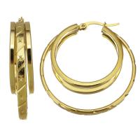 Mens Stainless Steel Hoop Earring, forgyldt, mode smykker & for kvinde, guld, 8x40mm, Solgt af par