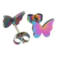 Stainless Steel Stud Earrings Butterfly plated fashion jewelry & for woman Sold By Set