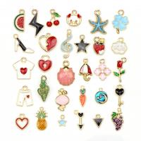 Zinc Alloy Enamel Pendants gold color plated DIY mixed colors nickel lead & cadmium free 9-22mm Sold By Set