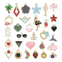 Zinc Alloy Enamel Pendants gold color plated DIY mixed colors nickel lead & cadmium free 12-19mm Sold By Set