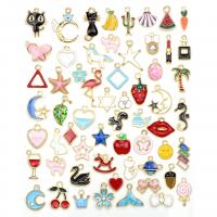 Zinc Alloy Enamel Pendants gold color plated DIY mixed colors nickel lead & cadmium free 8-23mm Sold By Set