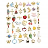 Zinc Alloy Enamel Pendants gold color plated DIY mixed colors nickel lead & cadmium free 12-23mm Sold By Set
