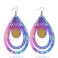Stainless Steel Drop Earring Teardrop plated vintage & for woman & hollow 65*42mm Sold By Bag