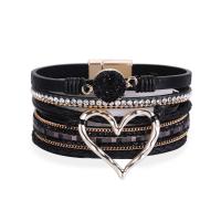 PU Leather Cord Bracelets plated fashion jewelry & multilayer & for woman Sold By PC