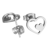 Stainless Steel Stud Earring Set, Stud ørering, Heart, forgyldt, mode smykker & for kvinde, 10x8.50mm, Solgt af sæt