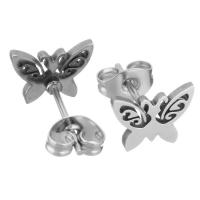 Stainless Steel Stud Earring Set, Stud ørering, Butterfly, forgyldt, mode smykker & for kvinde, 9x7mm, Solgt af sæt