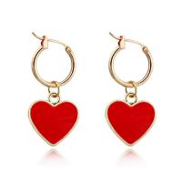 Huggie Hoop Drop Earring Zinc Alloy fashion jewelry & for woman & enamel red nickel lead & cadmium free Sold By Pair
