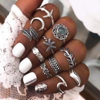 Zinc Alloy Ring Set eleven pieces & for woman nickel lead & cadmium free Sold By Set