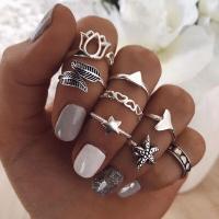 Zinc Alloy Ring Set 8 pieces & for woman nickel lead & cadmium free Sold By Set