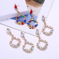 Zinc Alloy Drop Earrings with Resin gold color plated for woman & with rhinestone nickel lead & cadmium free Sold By Pair