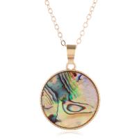 Zinc Alloy Jewelry Necklace with Abalone Shell with 2inch extender chain Flat Round gold color plated oval chain & for woman nickel lead & cadmium free 25mm Sold Per Approx 16.5 Inch Strand