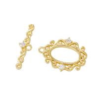 Brass Toggle Clasp gold color plated DIY & micro pave cubic zirconia & hollow metallic color plated nickel lead & cadmium free 18mm Approx 1mm Sold By Lot