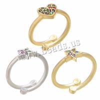 Brass Cuff Finger Ring, plated, Adjustable & different styles for choice & micro pave cubic zirconia & for woman, more colors for choice, 19x7.50x21mm, 10PCs/Lot, Sold By Lot