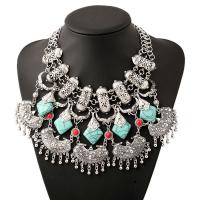 Fashion Statement Necklace Zinc Alloy with turquoise plated vintage & Unisex 500mm  Sold By Strand