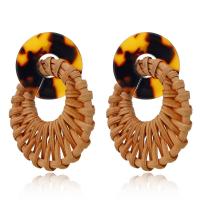 Rattan Drop Earring with Acrylic for woman Sold By Bag