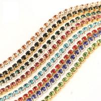 Rhinestone Cup Chain, Brass, with Crystal, plated, DIY, more colors for choice, nickel, lead & cadmium free, Sold By m