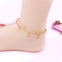 Zinc Alloy Anklet with 2inch extender chain Moon and Star plated Double Layer & twist oval chain & oval chain & for woman nickel lead & cadmium free Sold Per Approx 8.3 Inch Strand