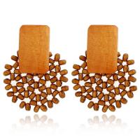 Zinc Alloy Drop Earrings with Wood plated durable & for woman Sold By Bag