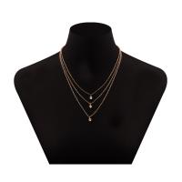 Mode-Multi-Layer-Halskette, Zinklegierung, plattiert, nachhaltiges & für Frau & mit Strass, keine, frei von Nickel, Blei & Kadmium, verkauft von PC