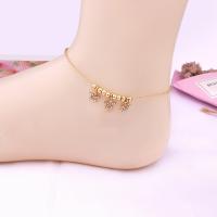 Zinc Alloy Anklet with Brass Star plated oval chain & for woman & with rhinestone nickel lead & cadmium free 8mm Sold Per Approx 8.7 Inch Strand