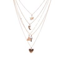 Multi Layer Necklace, Alloy, Heart, plated, multilayer & Unisex, more colors for choice, 350,450,550,550,650mm, Sold By Set