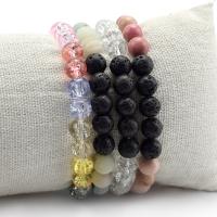 Gemstone Lava & Grain Stone and Crackle Crystal Bracelets fashion jewelry Sold By PC