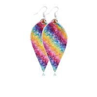 PU Leather Drop Earring, Teardrop, plated, fashion jewelry & for woman, more colors for choice, 83x33mm, Sold By Pair