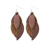 PU Leather Drop Earring plated fashion jewelry & multilayer & for woman Sold By Pair