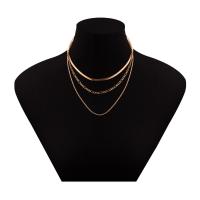 Multi Layer Necklace Zinc Alloy plated multilayer & for woman nickel lead & cadmium free Length 14.17 Inch Sold By PC