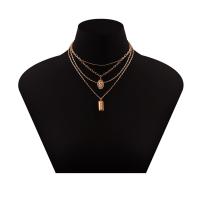 Multi Layer Necklace Zinc Alloy plated multilayer & for woman nickel lead & cadmium free Length 14.17 Inch Sold By PC