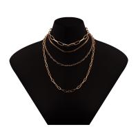 Multi Layer Necklace Zinc Alloy plated multilayer & for woman nickel lead & cadmium free Length 13.8 Inch Sold By PC