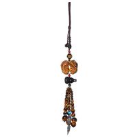 Hanging Ornaments Tiger Eye with Obsidian & Cotton Cord & Black Agate & Smoky Quartz plated 390mm Sold By PC